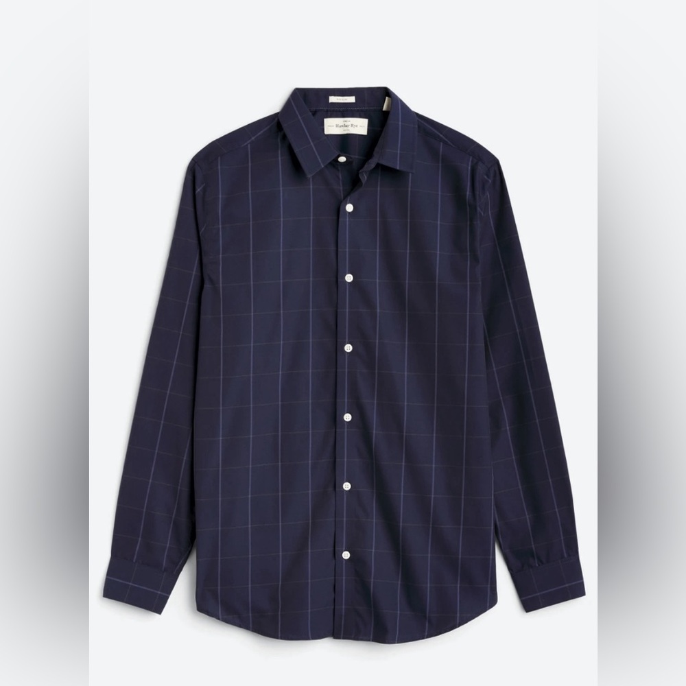 Hawker Rye Hampton Slim Fit Long Sleeve Shirt. Navy Blue. Men's Large.
